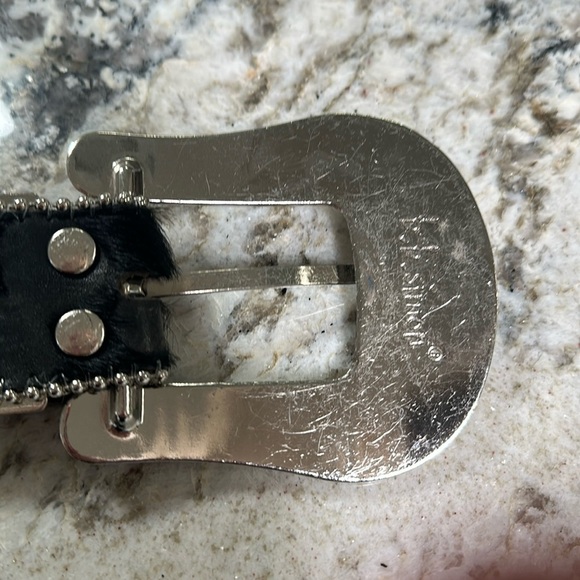 BB Simon Cross Crystal Leather Belt
